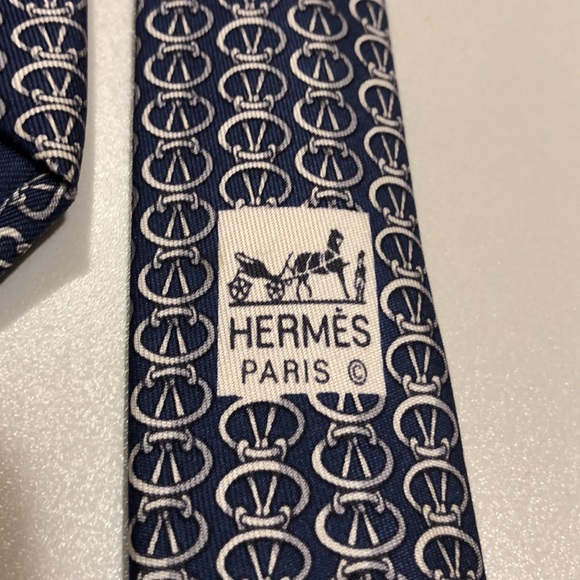 Hermes Tie / Navy - Picture 4 of 8